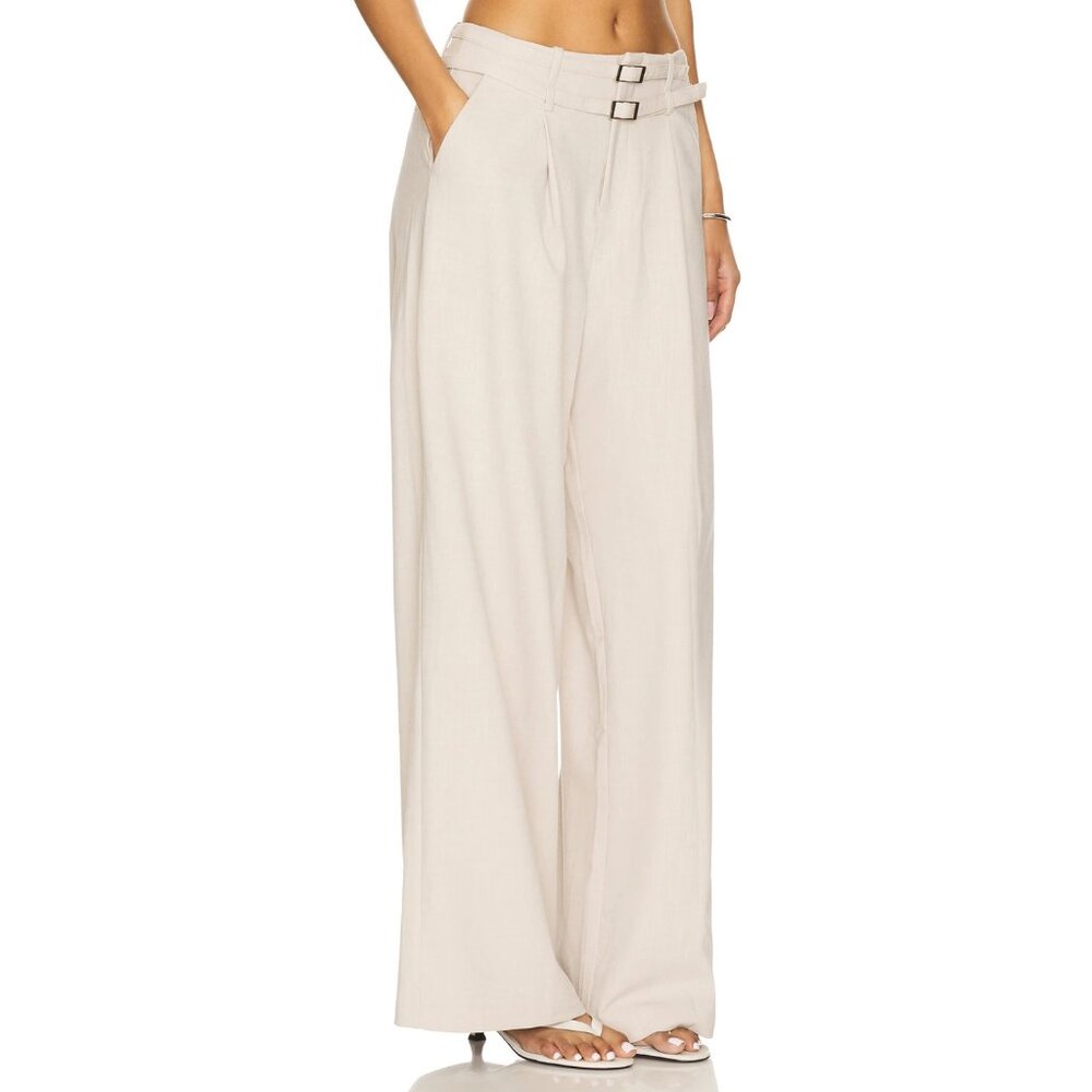 SOVERE Priya Pant – Beige Linen Blend – Size Small